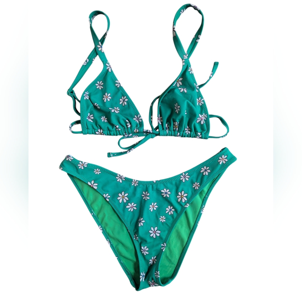 L.A. Hearts x PACSUN Green Floral Bikini M Swim Swimwear